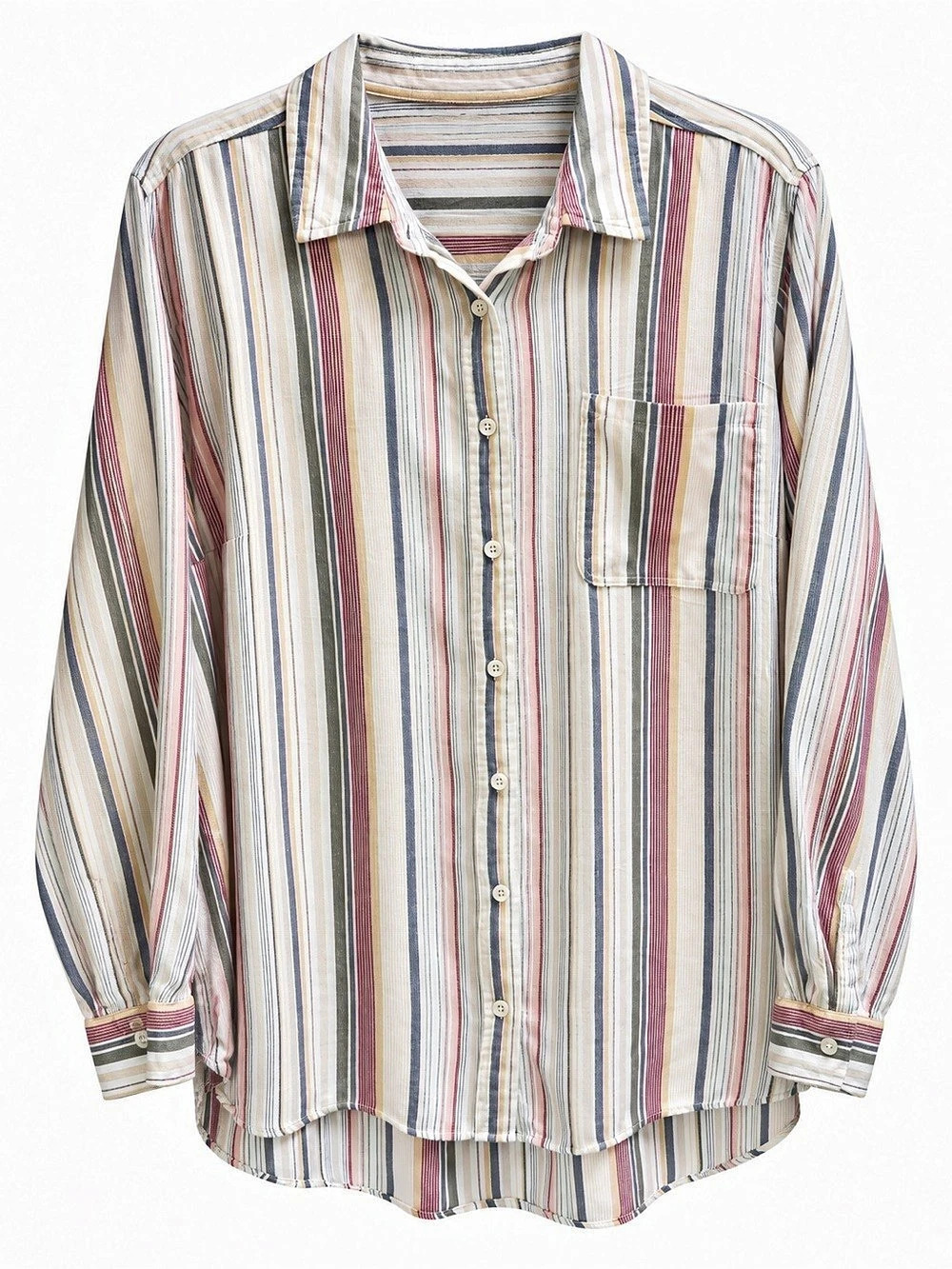 Terra & Sky Striped Button Down Top in Multicolor size 14W